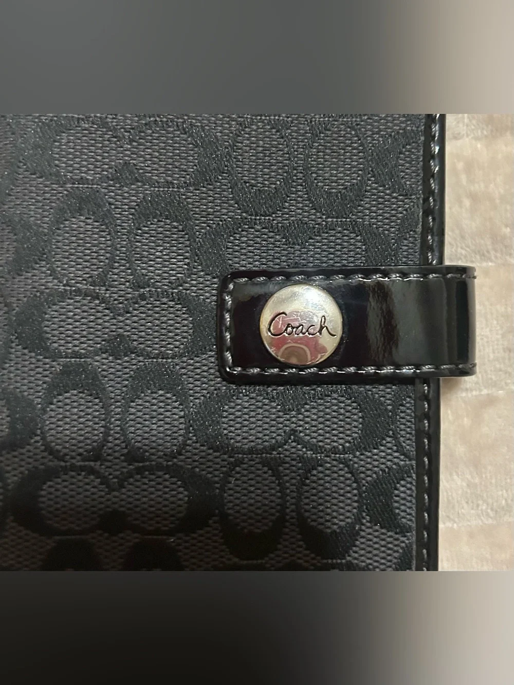 Coach Black Signature Jacquard Wallet Case with Snap Tab